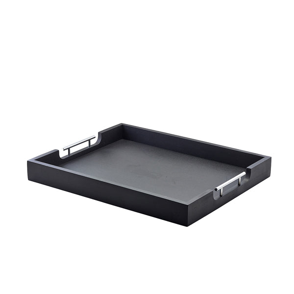 GenWare Solid Black Butlers Tray with Metal Handles 54.5 x 44cm pack of 1