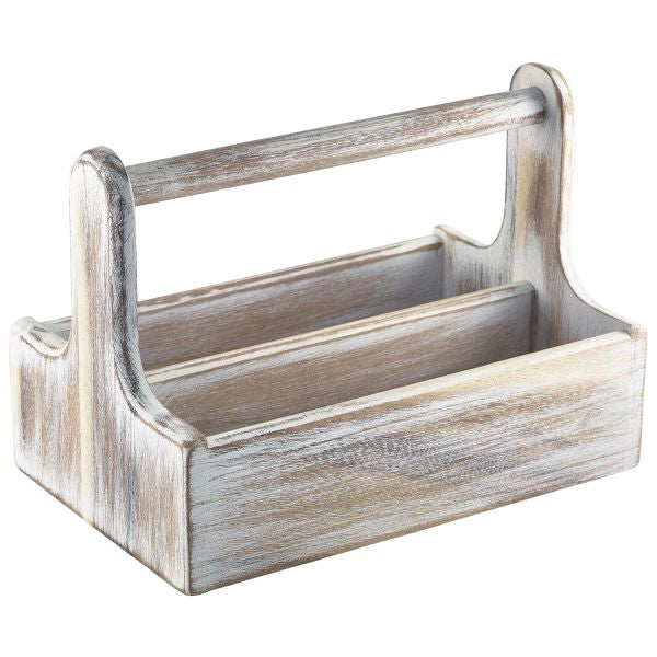 White Wooden Table Caddy