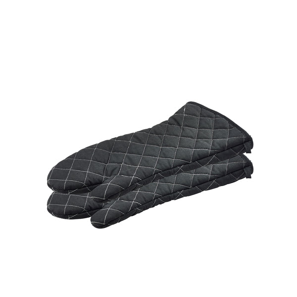 Flame Retardant 17" Black Oven Mitt (Pair)