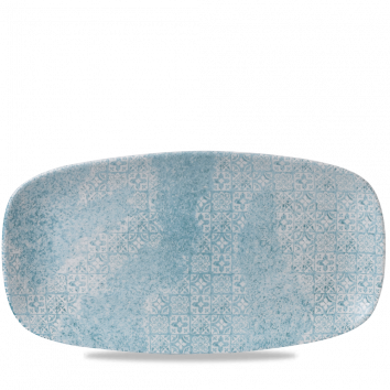 Aquamarine Med Tiles Chefs Oblong Plate 13 7/8X7 3/8" Box 6