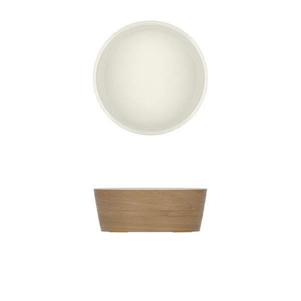Light Oak/White New Haven Melamine Bowl 26.5 x 10cm