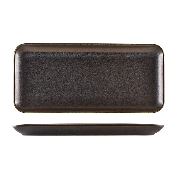 Terra Porcelain Cinder Black Narrow Rectangular Platter 36 x 16.5cm (Box of 3)