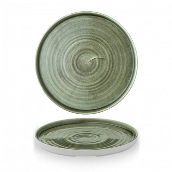 Stonecast Patina Burnished Green Walled Plate 10 2/8" Box 6