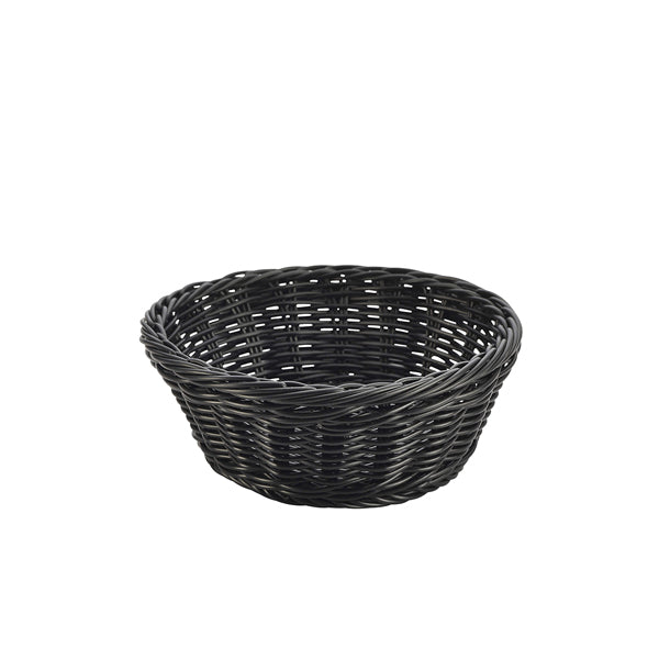 Black Round Polywicker Basket 21Dia x 8cm (Box of 6)