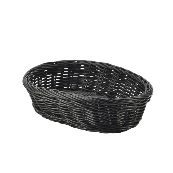 Black Oval Polywicker Basket 22.5 x 15.5 x 6.5cm (Box of 6)