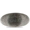 Raku Quartz Black Oval Chefs Plate 13 3/4X6 3/4" Box 6
