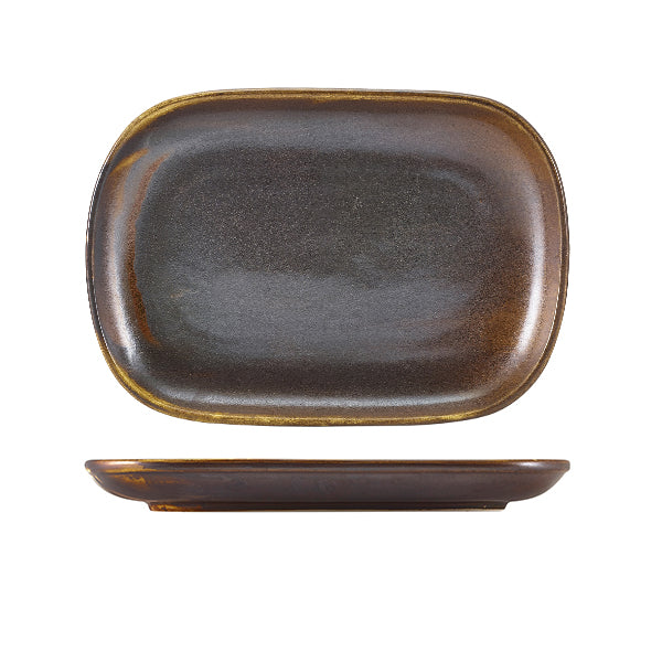 Terra Porcelain Rustic Copper Rectangular Plate 24 x 16.5cm pack of 12