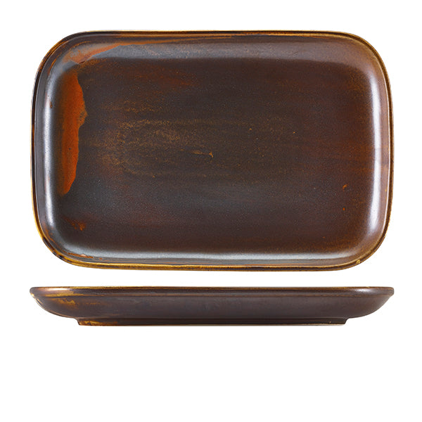 Terra Porcelain Rustic Copper Rectangular Plate 34.5 x 23.5cm pack of 6