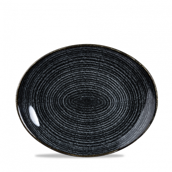 Studio Prints Charcoal Black Orbit Oval Coupe Plate 10 5/8" Box 12