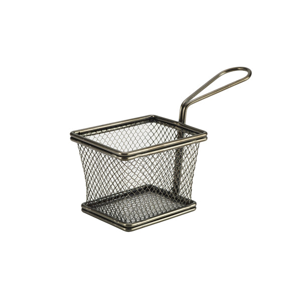 Black Serving Fry Basket Rectangular 10 x 8 x 7.5cm pack of 6