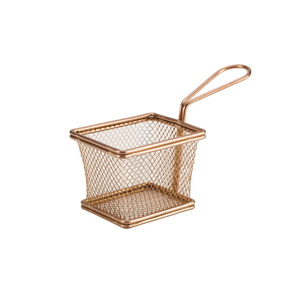 Copper Serving Fry Basket Rectangular 10 x 8 x 7.5cm (Box of 6)