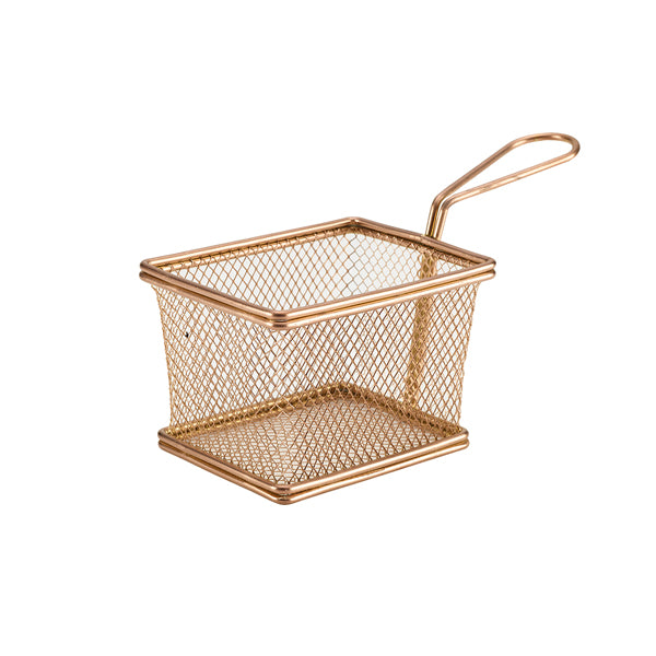Copper Serving Fry Basket Rectangular 12.5 x 10 x 8.5cm pack of 6