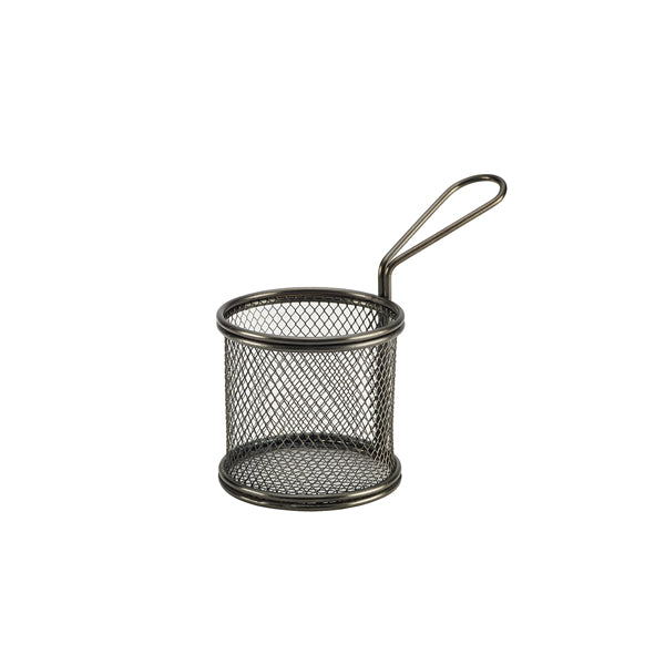 Black Serving Fry Basket Round 9.3 x 9cm (Box of 6)