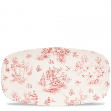 Toile Cranberry Chefs Oblong Plate 13 7/8" X 7 3/8" Box 6