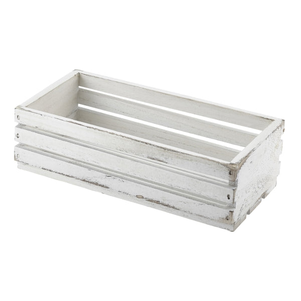 Stephens White Wash Wooden Crate 25 x 12 x 7.5cm