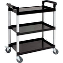 Genware Large 3 Tier PP Trolley Black Shelves pack of 1
