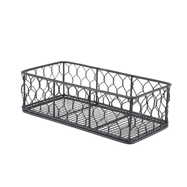 Stephens Rectangular Black Wire Basket 25 x 12 x 7.5cm (Box of 6)