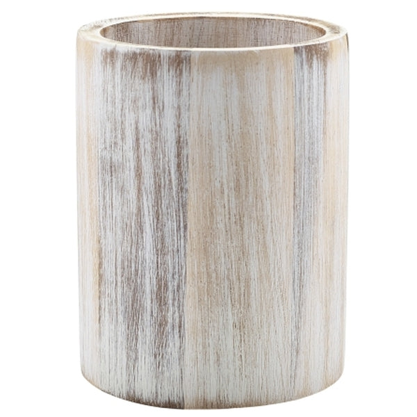 Stephens White Wash Acacia Wood Cutlery Cylinder