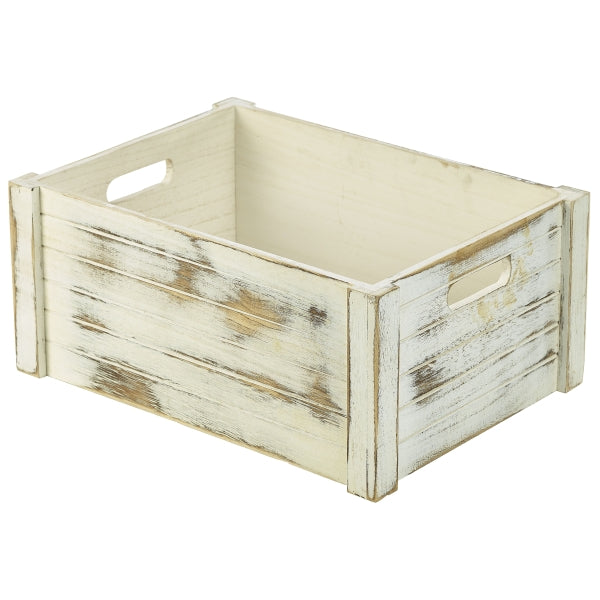 Stephens White Wash Wooden Crate 41 x 30 x 18cm