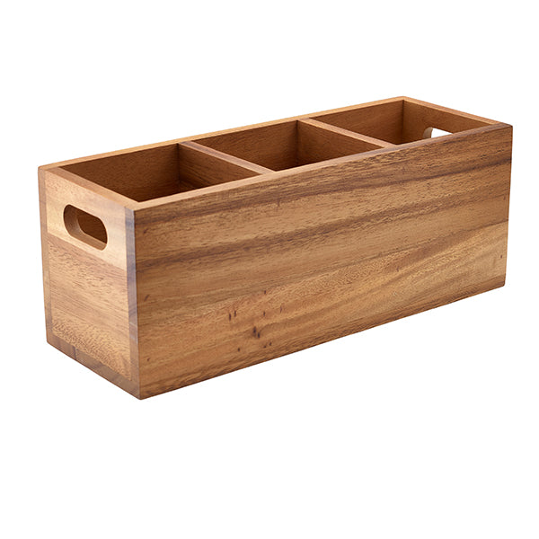 Stephens Acacia Wood 3 Compartment Cutlery Box