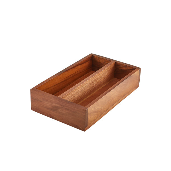 GenWare Acacia Wood 2 Compartment Cutlery Tray Box of 1