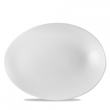 White Oval Orb Plate 13 3/4X10 1/2" Box 12